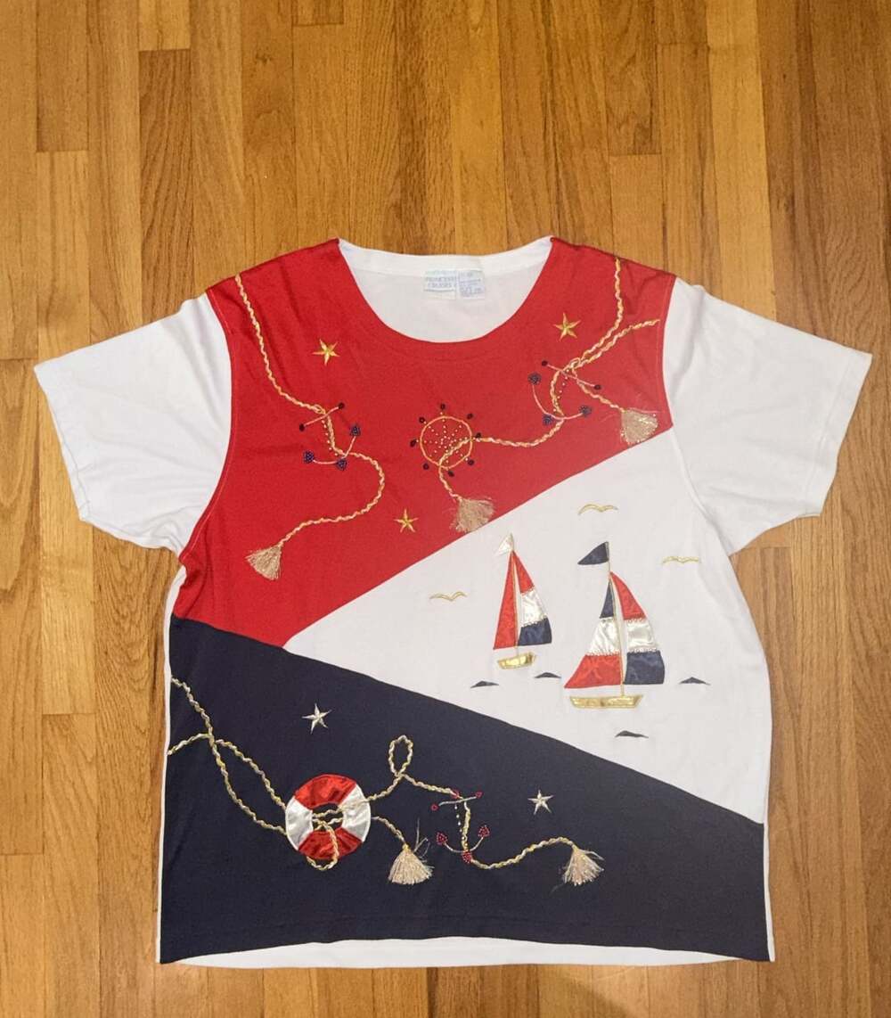 Princess Cruises Women's Size 2X Red White Blue Nautical Rope Anchor Shirt Top